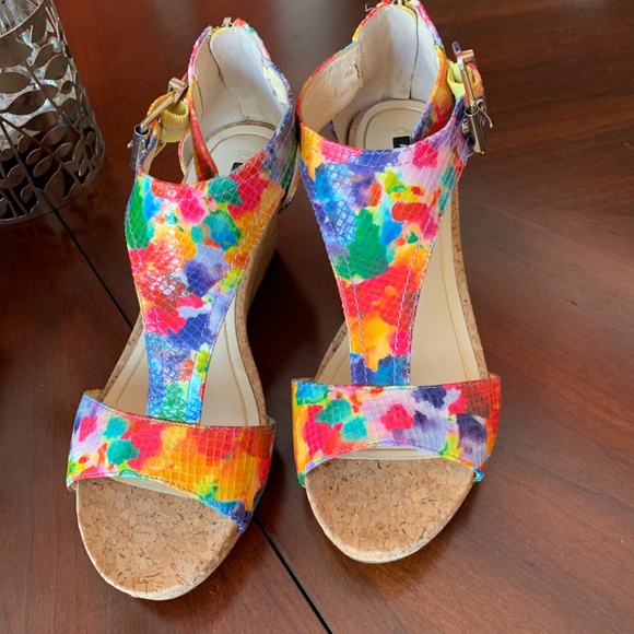 Colorful Cork Wedge Sandals - Picture 4 of 4